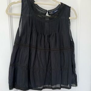 Madewell Black Lace Trim Blouse